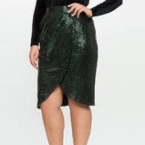 *NEW* Eloquii Green Sequin Tulip Skirt - Size 22